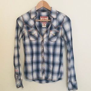 True Religion snap front plaid shirt
